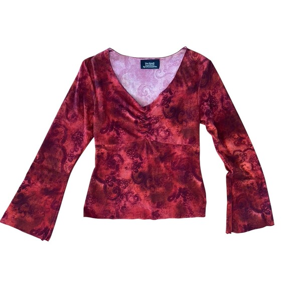 Vintage Y2K Babydoll Top Size S Red Bell Sleeves Witchy Whimsygoth Dark Fairy - Picture 6 of 9